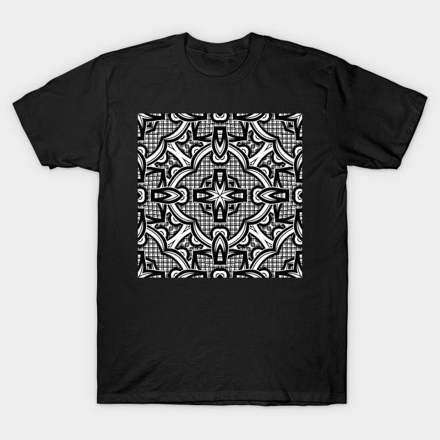 Black and White Seamless Pattern with Mosaic Motif T-Shirt by lissantee